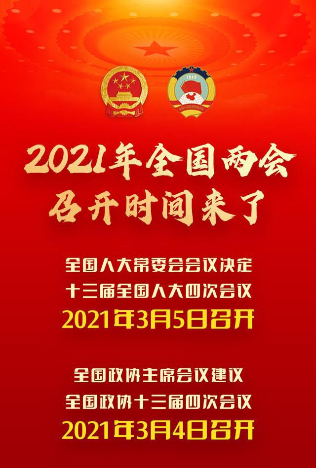 2021年全国两会将于2021年3月5日在北京召开