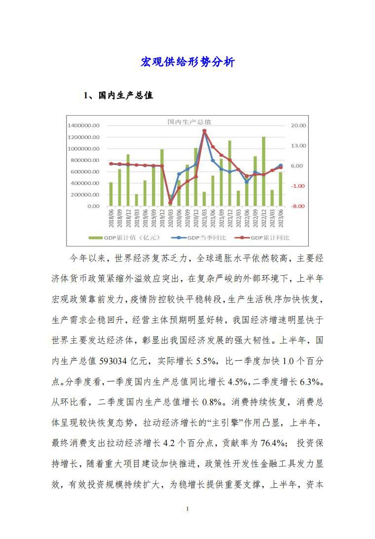 宏观价格等形势分析