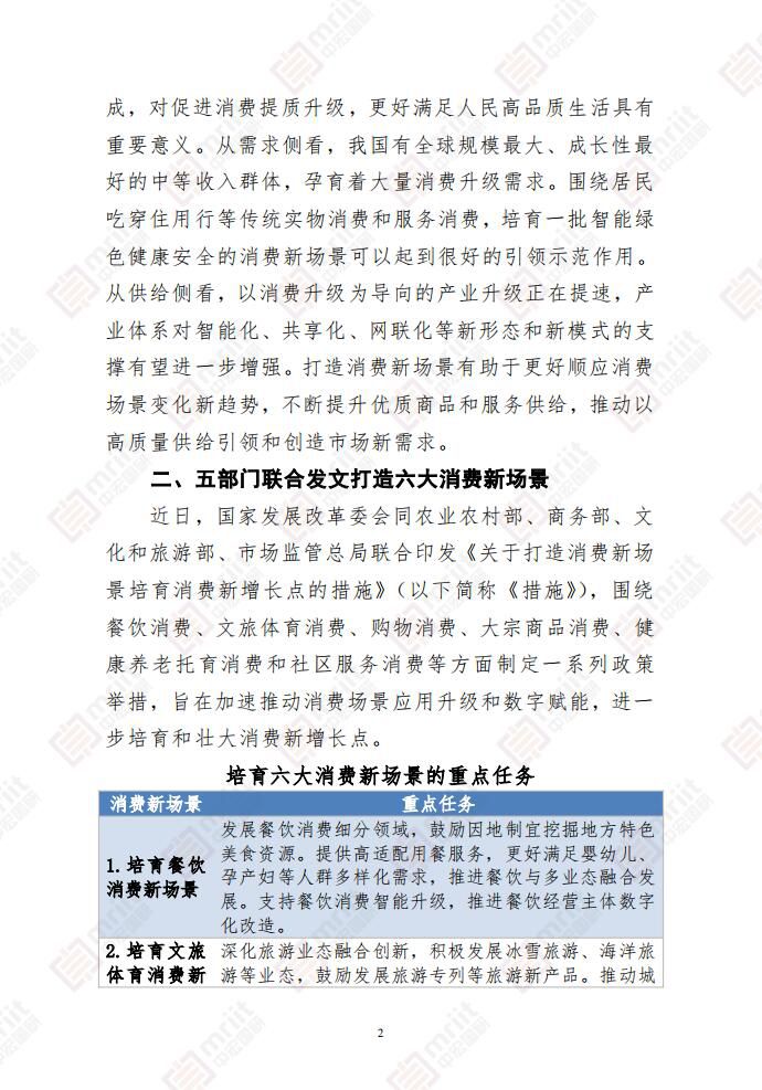 围绕六大消费新场景积极培育消费新增长点